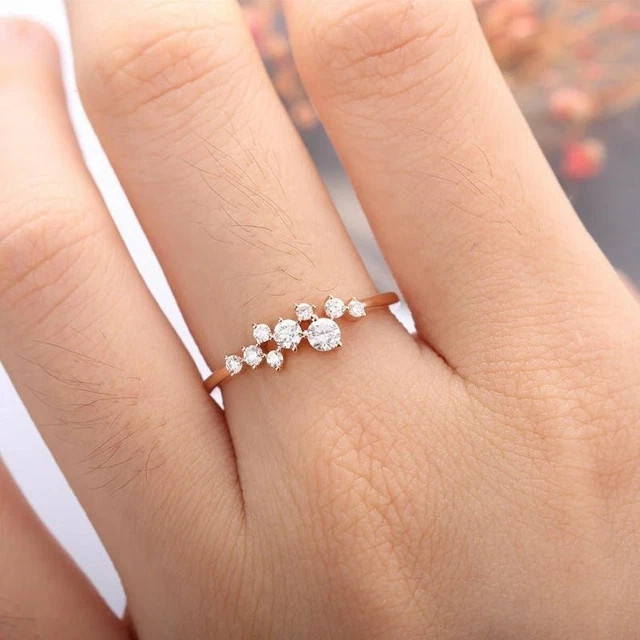Lab Grown Diamond Engagement Band 1.60Ct Round Cut Ring 14K Rose Gold Plated