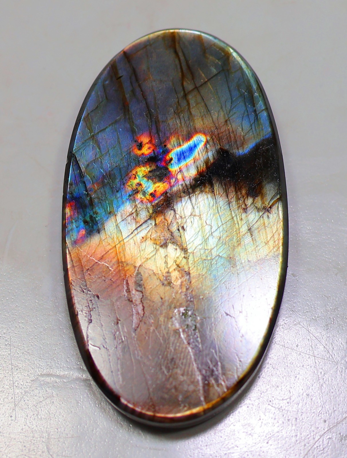 138 Ct 8X30X57 mm Natural Purple Fire Labradorite Oval Cabochon Gemstone SB-26