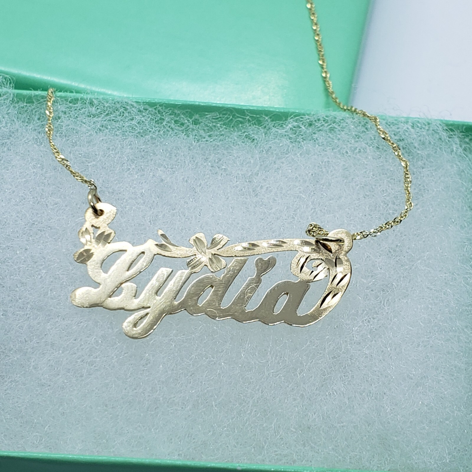 14K Solid Yellow Gold Personalized/Custom Name Pendant with/out Singapore chain