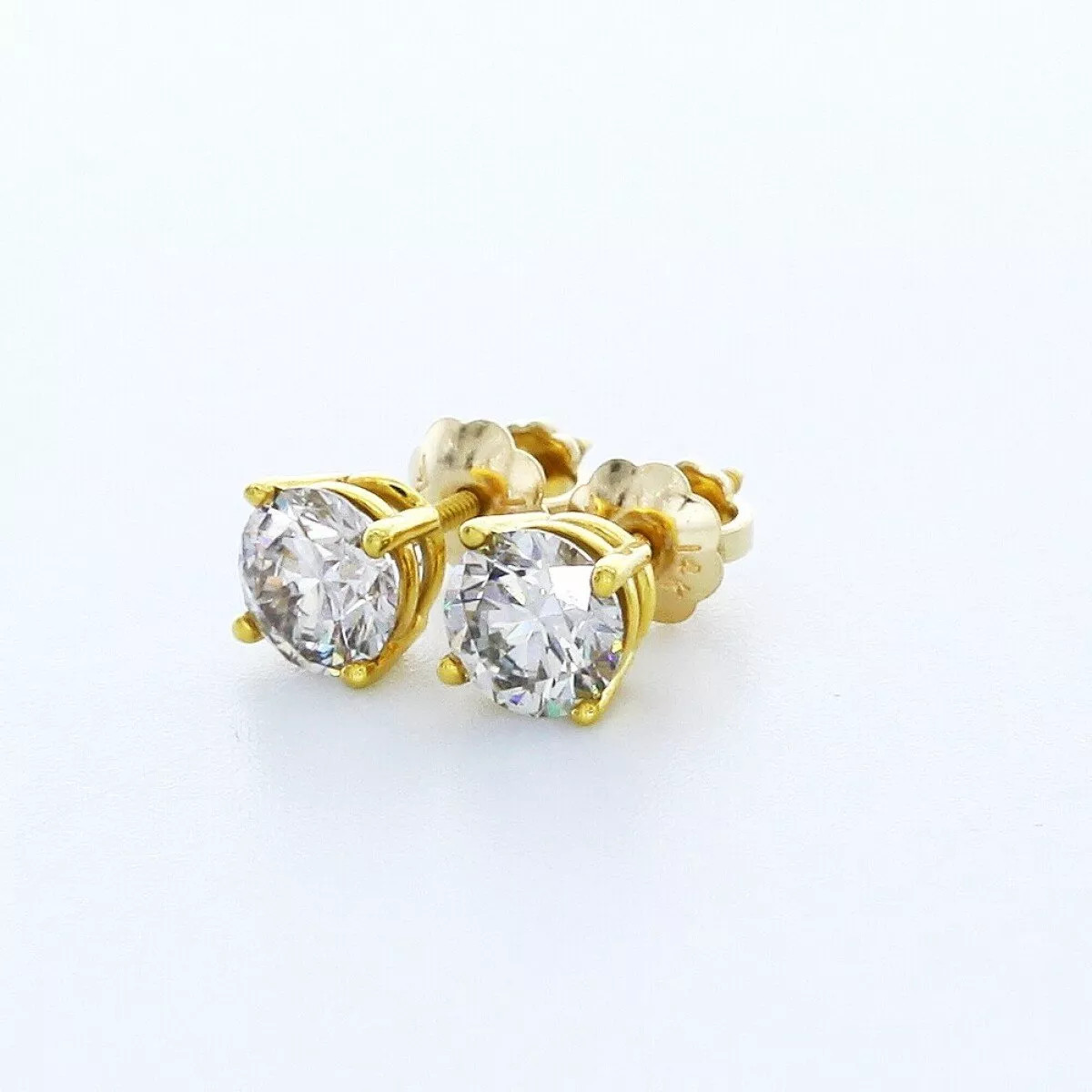 Stud Earrings Classic Solid 14K White Gold 1.26 CT Round Natural Diamond G SI1