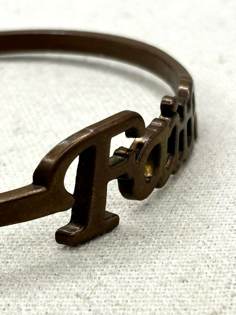 FAITH Word Script Name Bronze Metal Bangle Bracelet 8 Inch