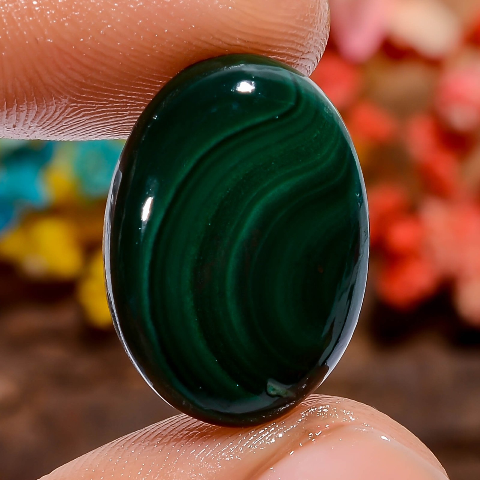 Natural Malachite Oval 22Ct 20X14X4mm Loose Gemstone Brooch Stone Green Africa