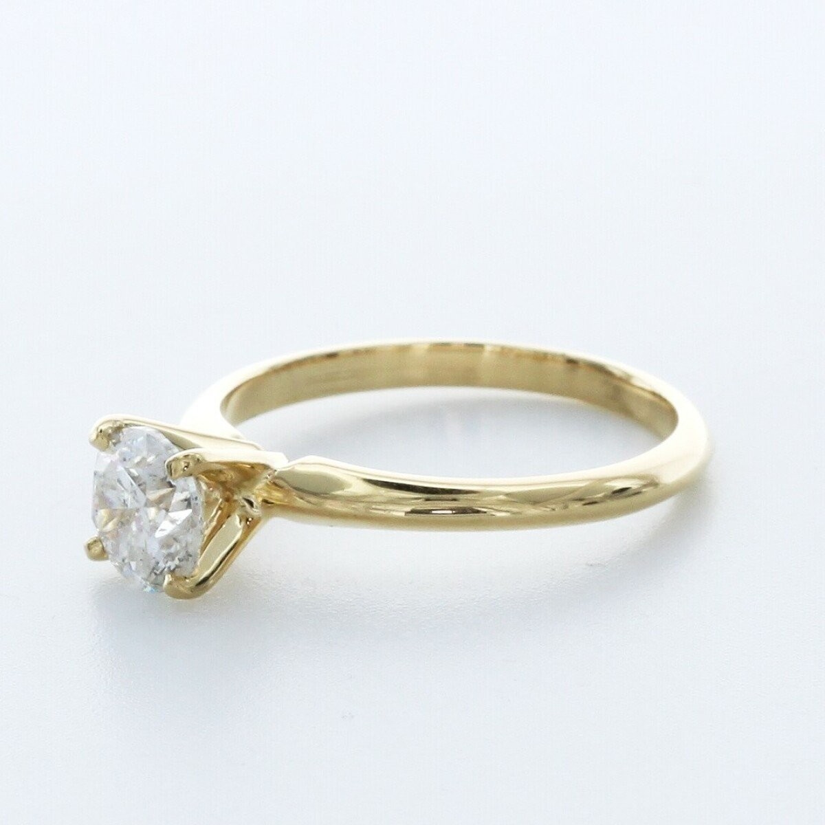 1.0CT Natural Diamond F/SI1 Round Cut 14K Gold Four-Prong Classic Solitaire Ring