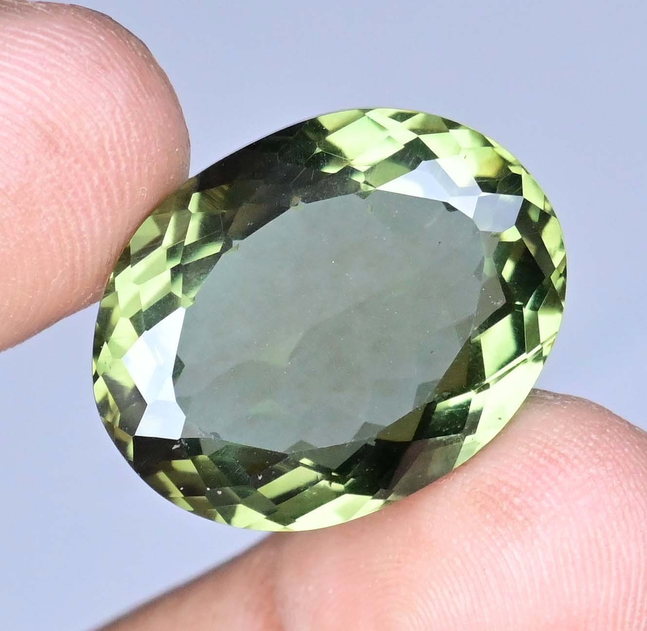 28.75 Ct Natural Greenish Moldavite Oval Certified Flawless Loose Gemstone