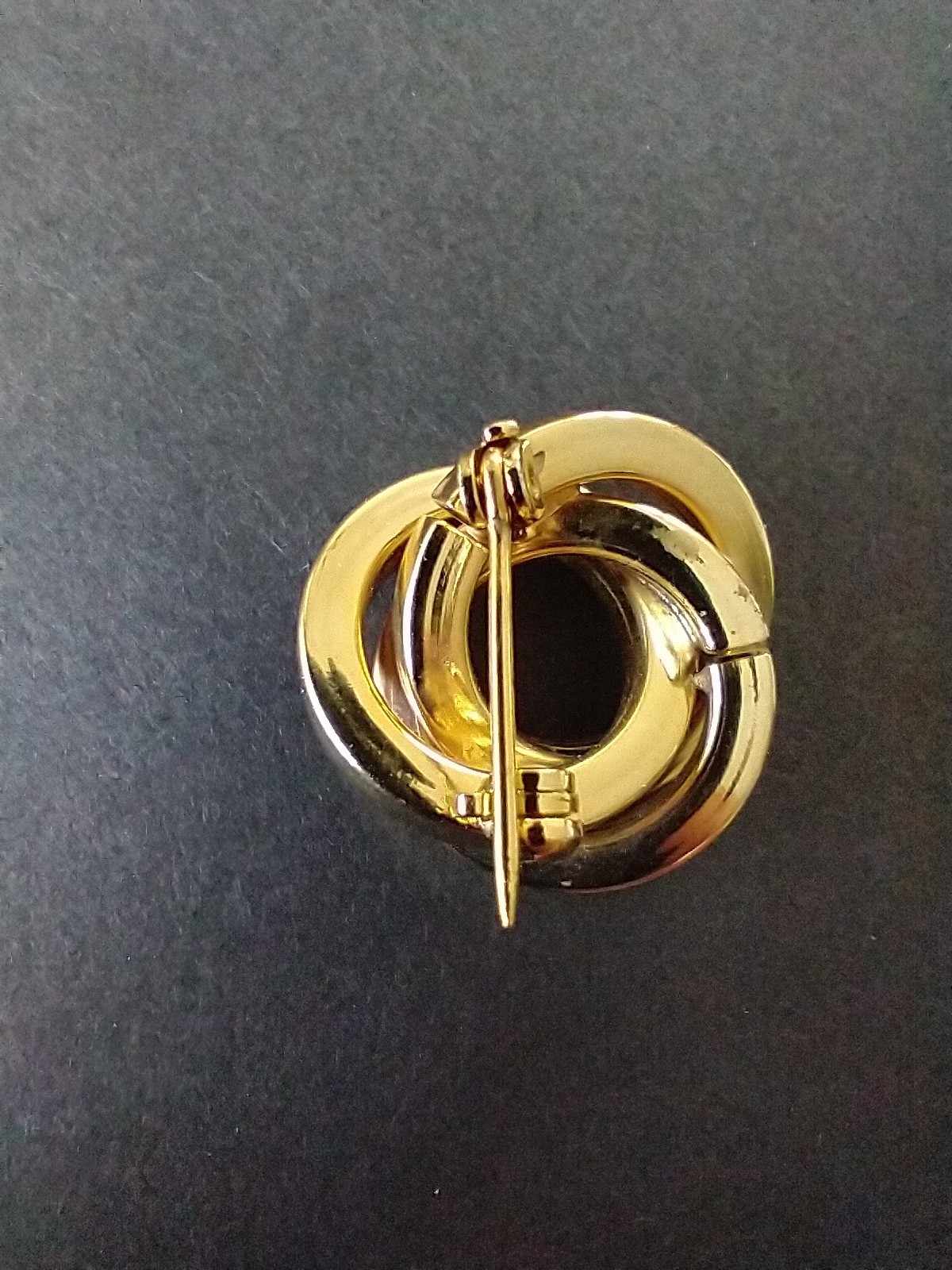 Three, Entwined, Gold Circles, Pin, Broach, Jewelry, Women, Dress, Formal