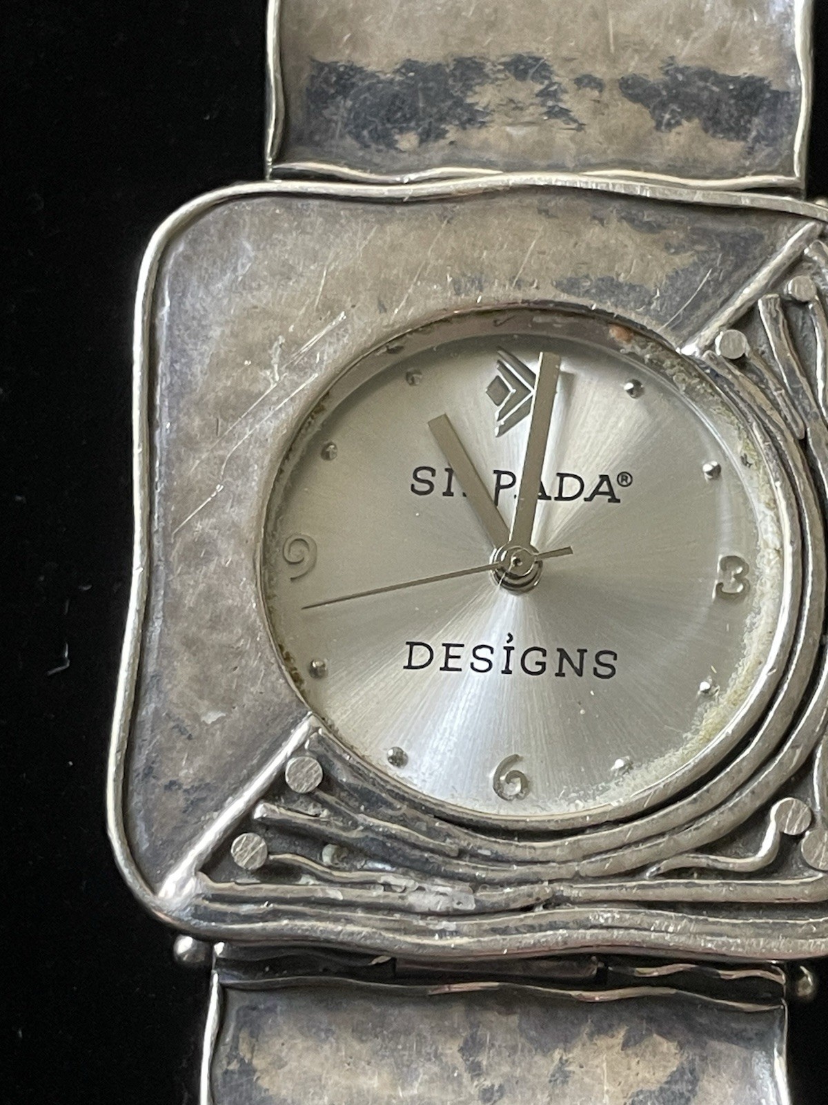 Silpada Sterling Silver Hammered Square Link Watch T1372 Retired New Battery!