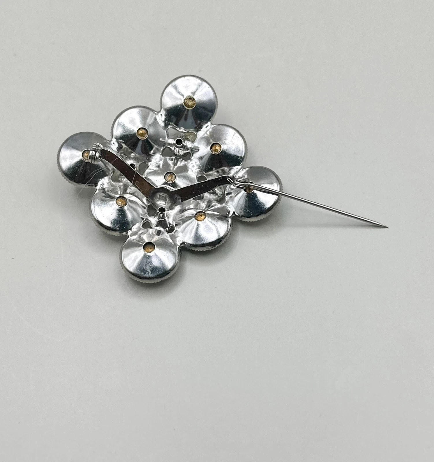 Weiss Vintage Crystal Brooch Women Silver Tone Geometric Rhinestone Art Deco