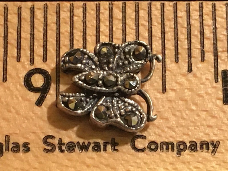 4 pieces – Sterling 925 Silver Butterfly Charm/Bracelet Slide Bead- 1/2″