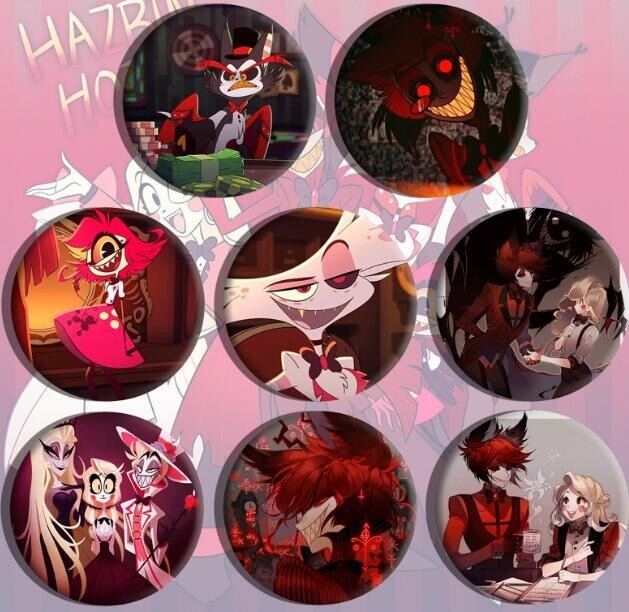 16pcs/Lot Anime Hazbin Hotel children lovely Badge Button Pin 5.8 cm party gifts