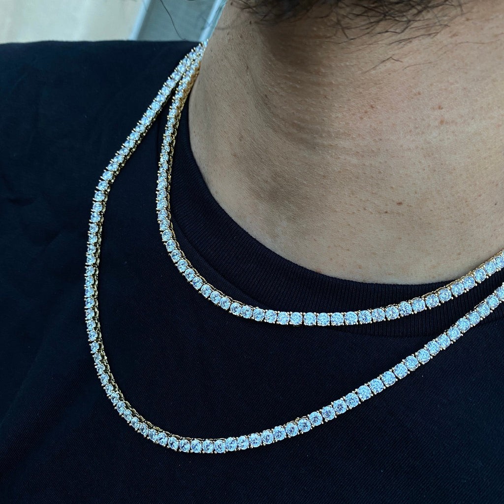 28 Carat Round Genuine Men Lab Grown Diamond Tennis Necklace 14k 18” Inches