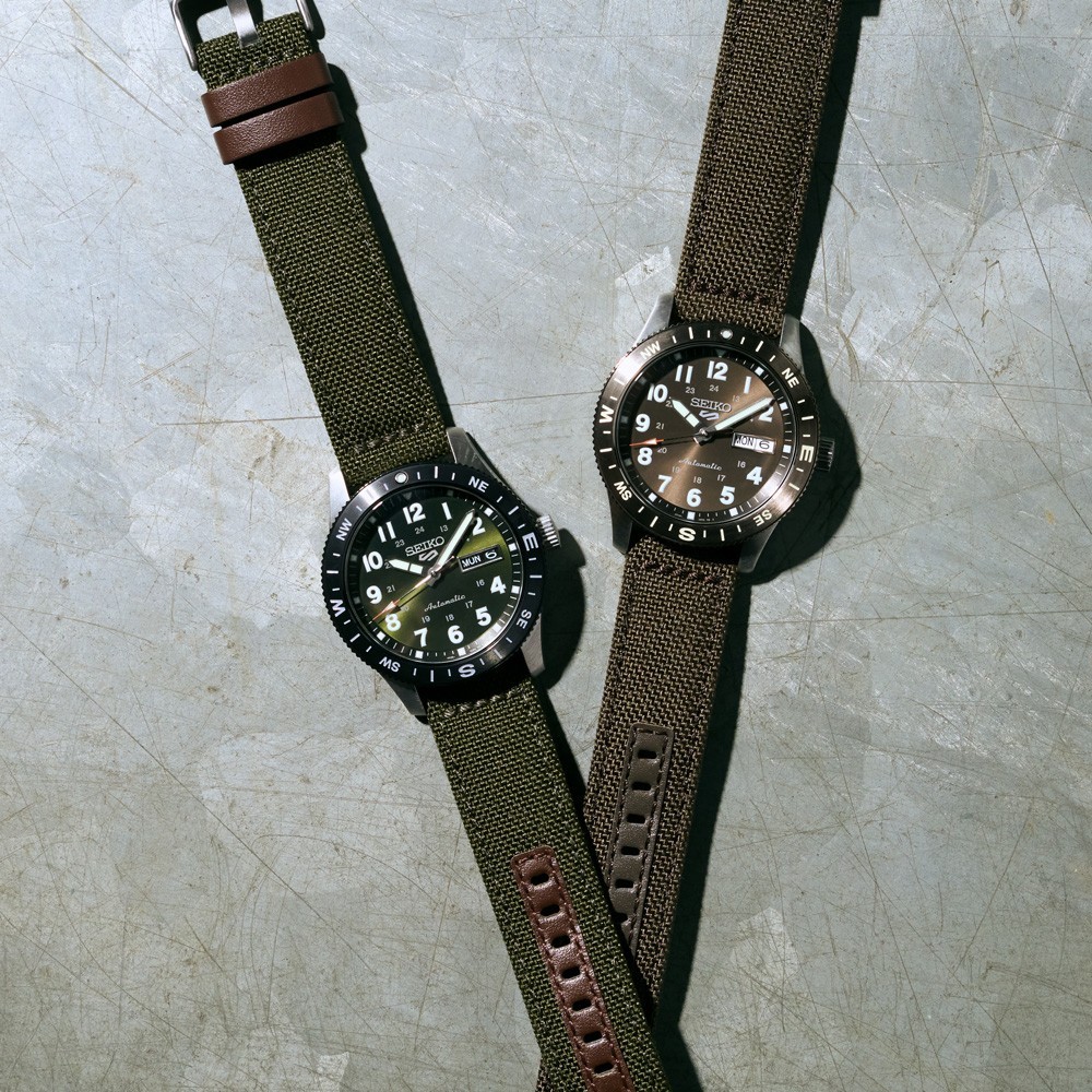 Seiko 5 Sports Field Series 41 MM Auto Nylon SS Brown Earth Dial Watch HDB009K1