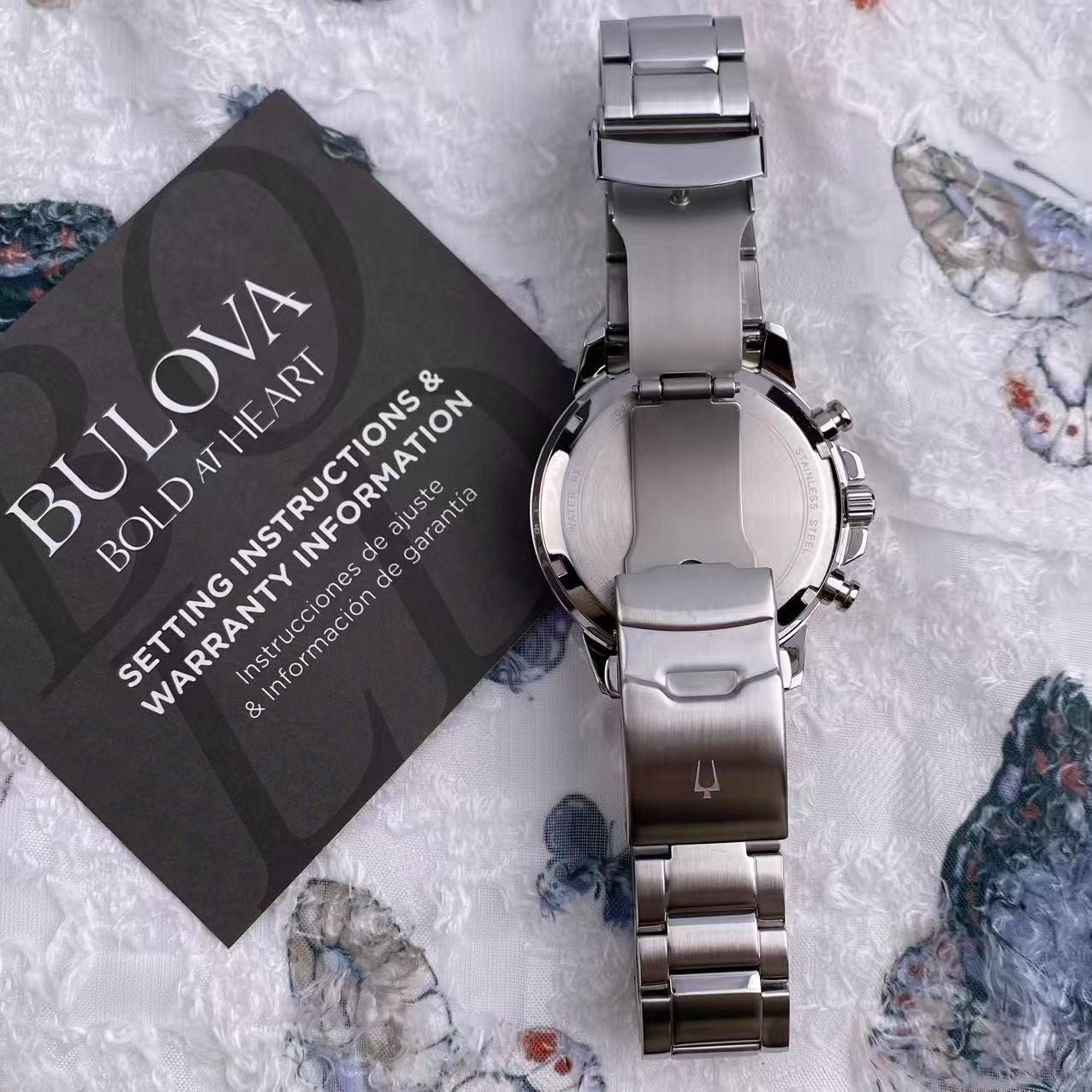 New Bulova Marine Star 45mm Black Dial Stainless Steel Men’s Quartz Watch 96B272