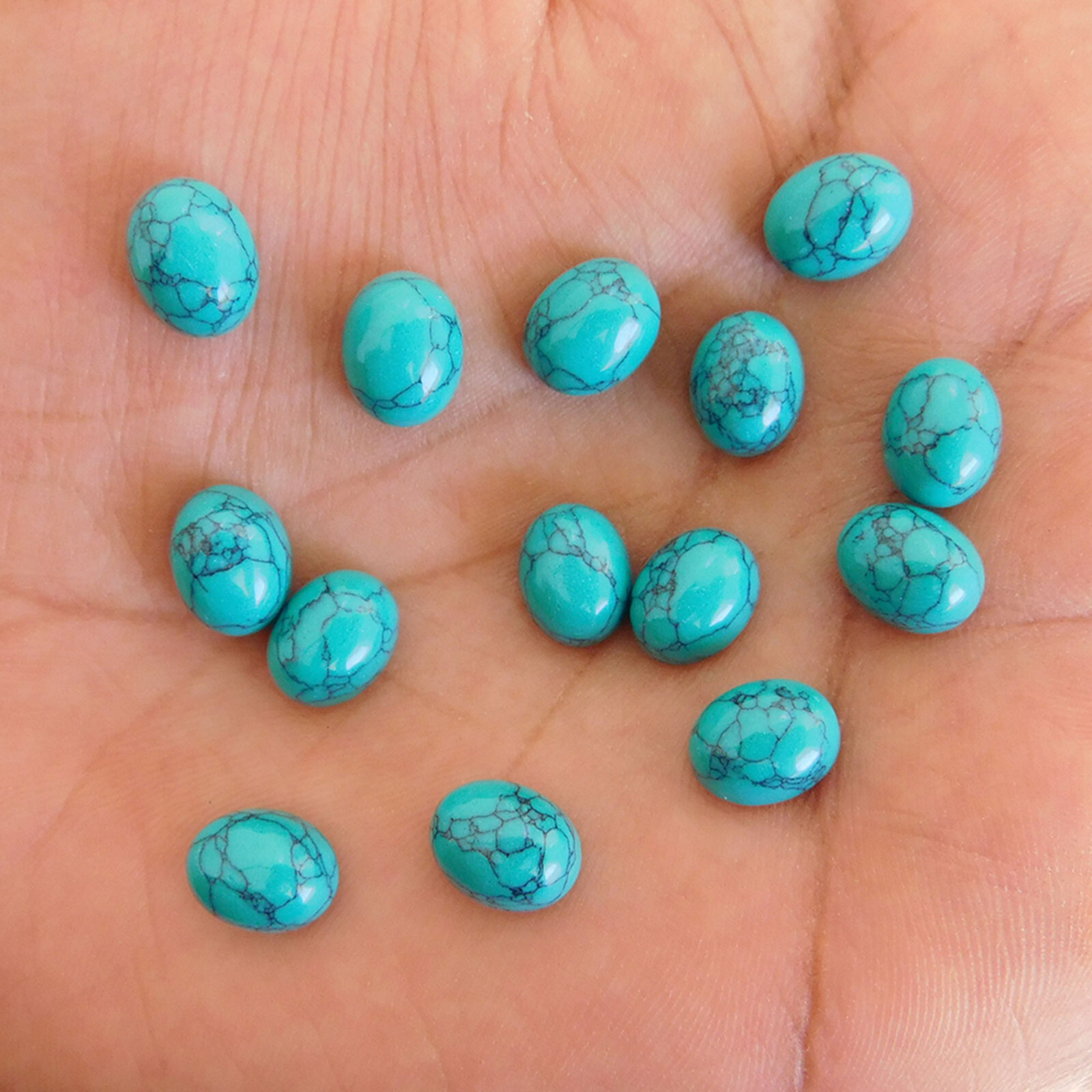 Synthetic Blue Turquoise Oval 3×5 mm to 15×20 mm Cabochon Loose Gemstone Lot