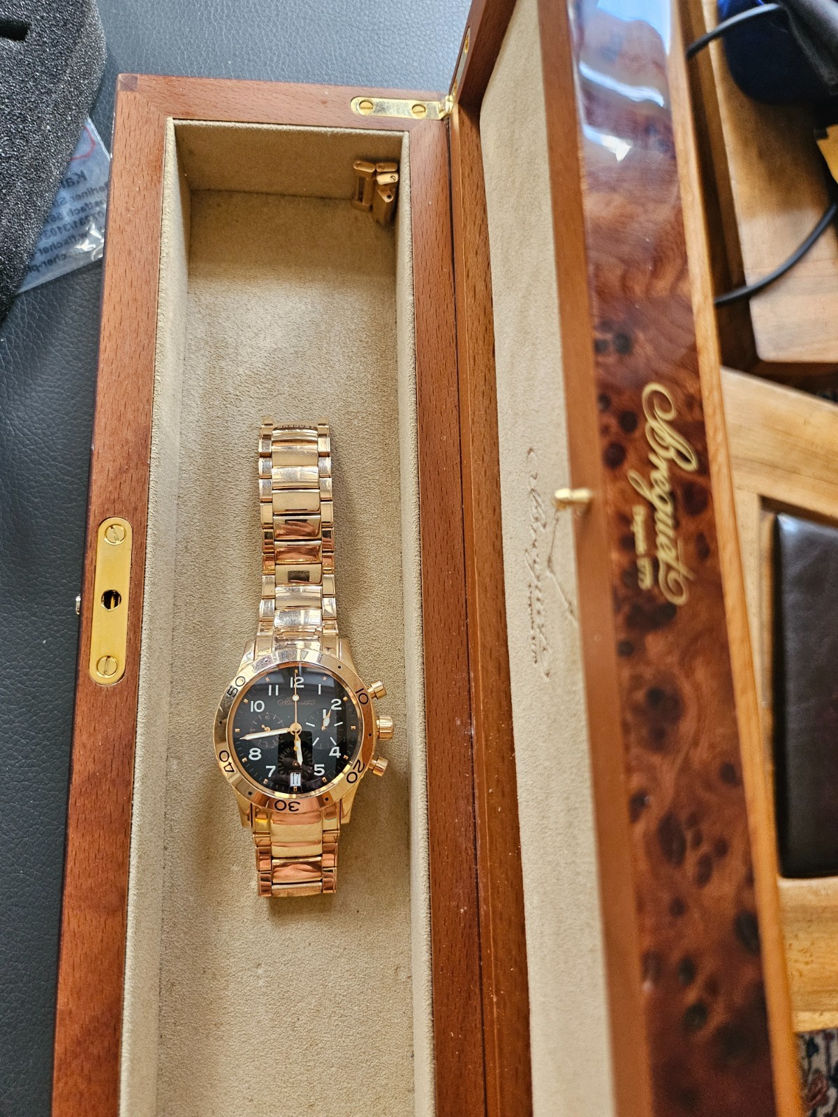 Breguet men automatic swiss made 18k rosegold, Fullgold, Chronograph, Fullset