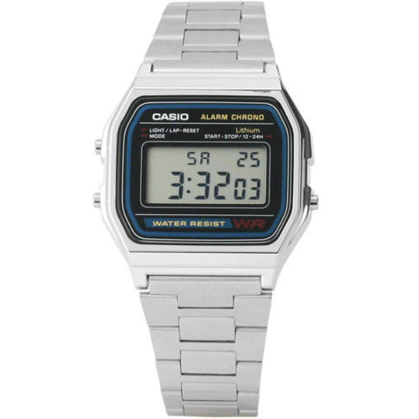 Casio Men’s Vintage Style Silver Metal Watch – A158WA-1D – Retro Digital
