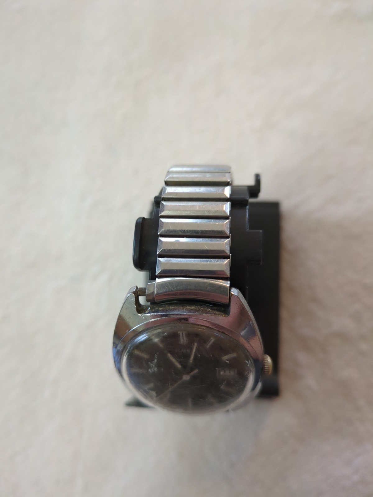 Rare Vintage Timex Self Wind Watch Marbled Dial. Speidel Stretch Band! Working!