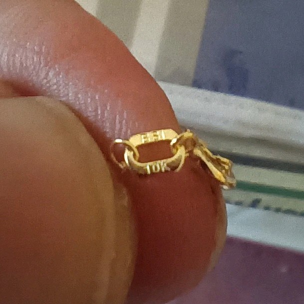 10k Yellow Gold Figaro Chain Spring Ring 6 Inch No Stone