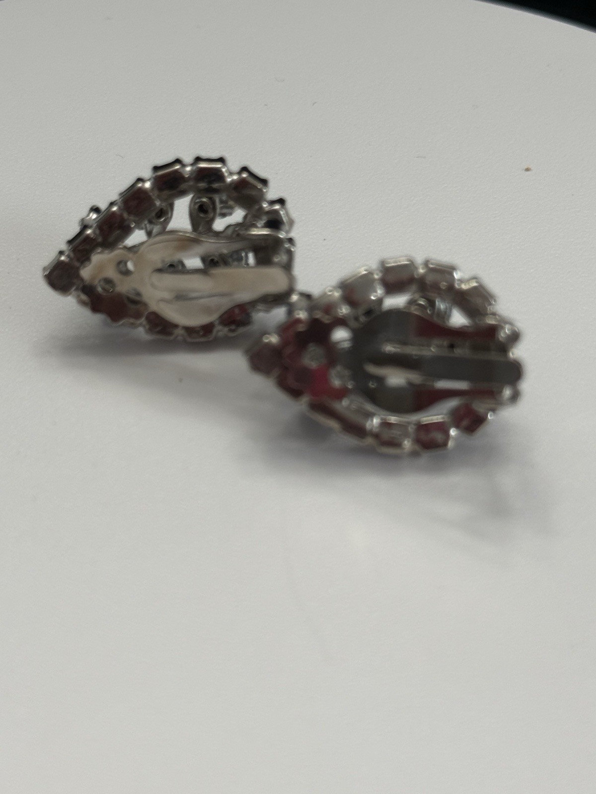 1950s Teardrop Shaped Blue Rhinestone Clip Earrings