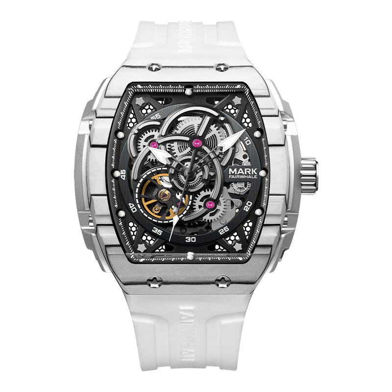 MARK FAIRWHALE Tonneau Carbon Fiber Case Tourbillon Automatic Mechanical Watch