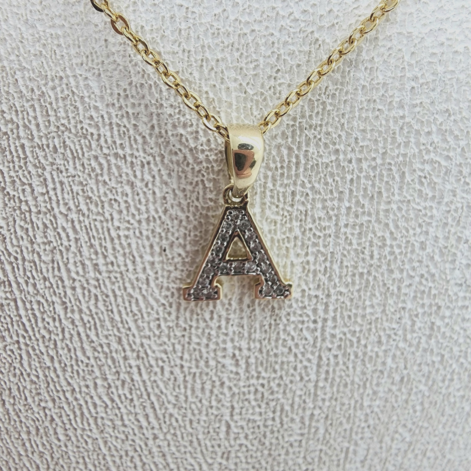 10K Yellow Gold Initial “A” Charm 0.10CTW Diamond Letter Pendant – w/o Chain