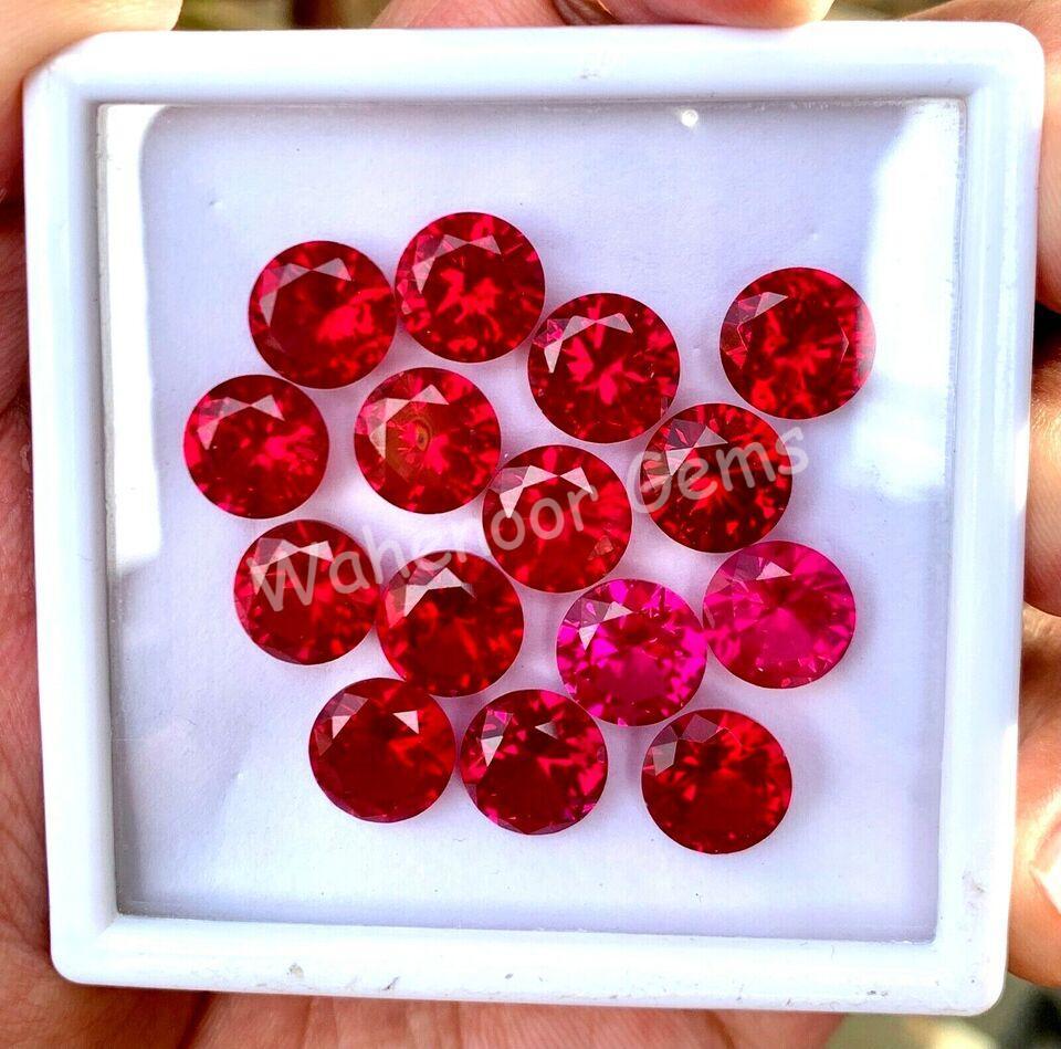 Natural Mogok Red Ruby 6.00 to 12.00 mm Round Certified Treated Loose Gemstone