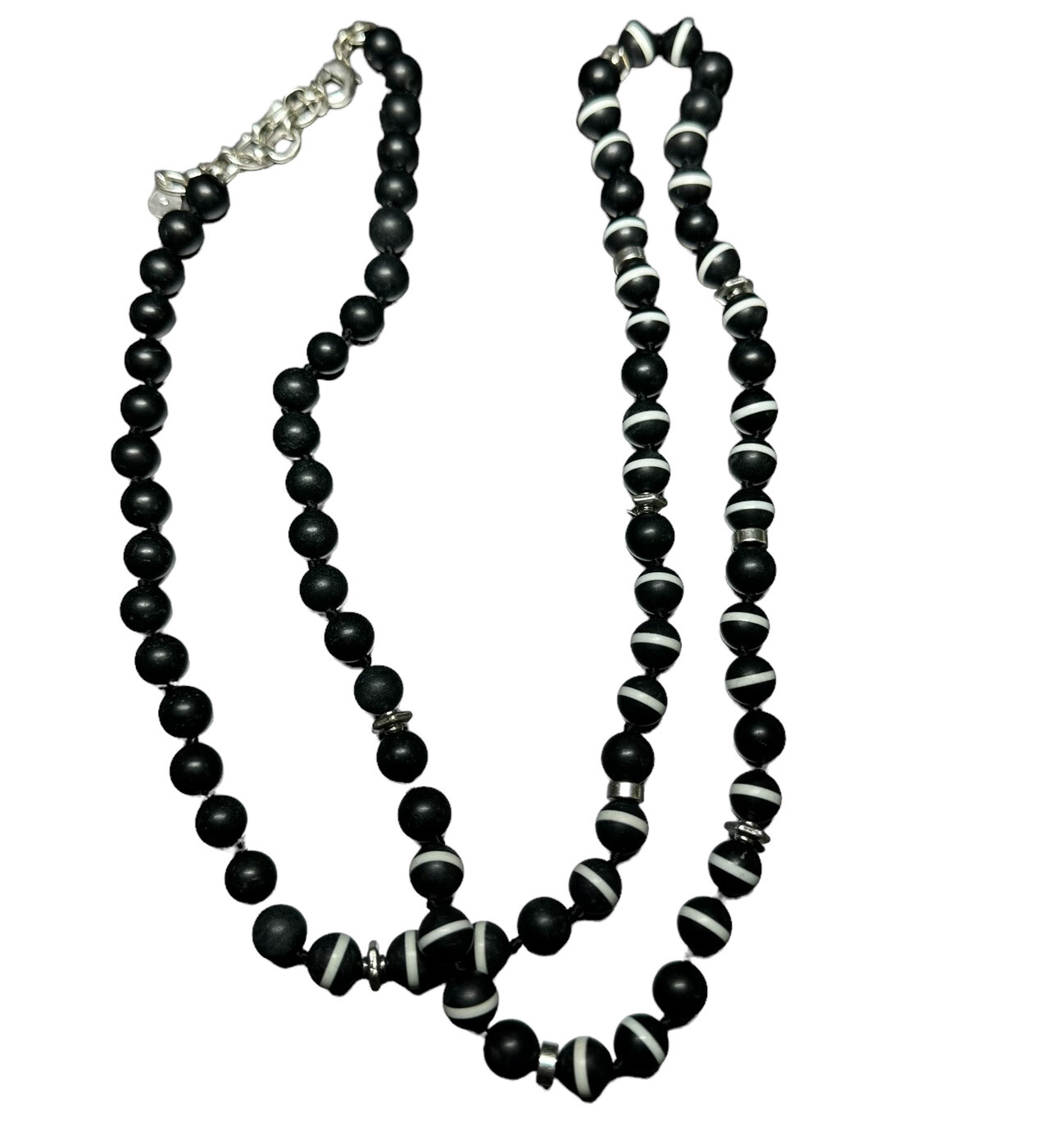 NWT Stella & Dot White Black Rayna Rebel BEADED NECKLACE ONLY Long EUC