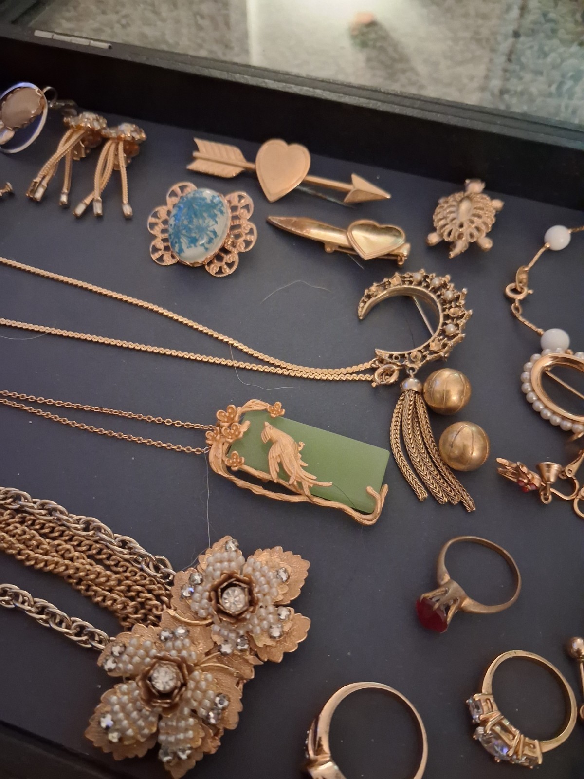ANTIQUE VINTAGE 12k GOLD FILLED JEWELRY 30+ PC LOT BROOCHES EARRINGS BRACELETS