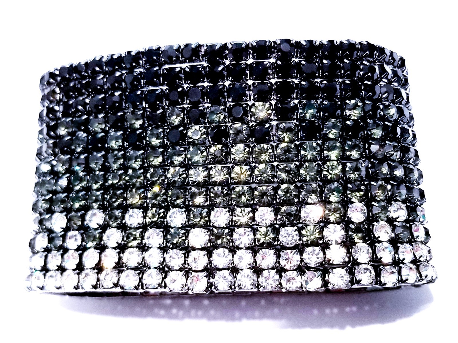 Black Rhinestone Stretch Bracelet Statement Pageant Drag Queen Jewelry Prom