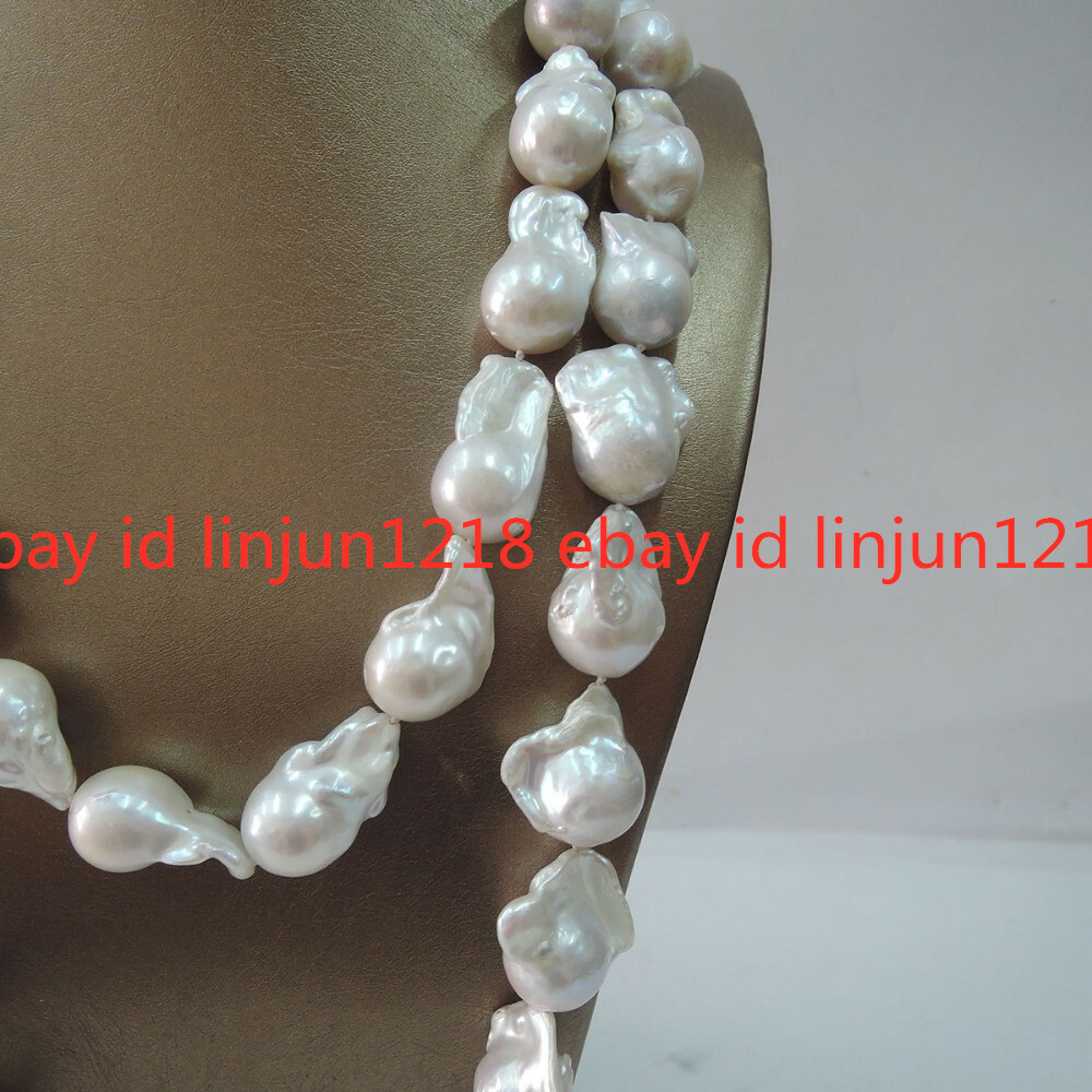 REAL HUGE AAA WHITE BAROQUE PEARL NECKLACE 18/20/22/24/28/30/36”
