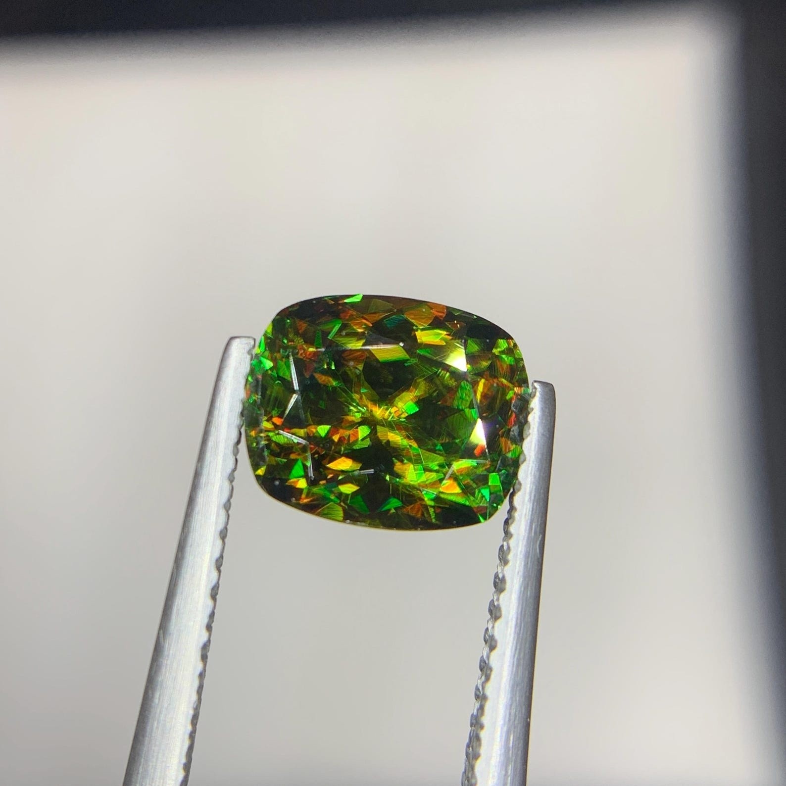 5 Ct Natural Full Fire Chrome Sphene Cushion Cut Gemstone From Skardu Pakistan