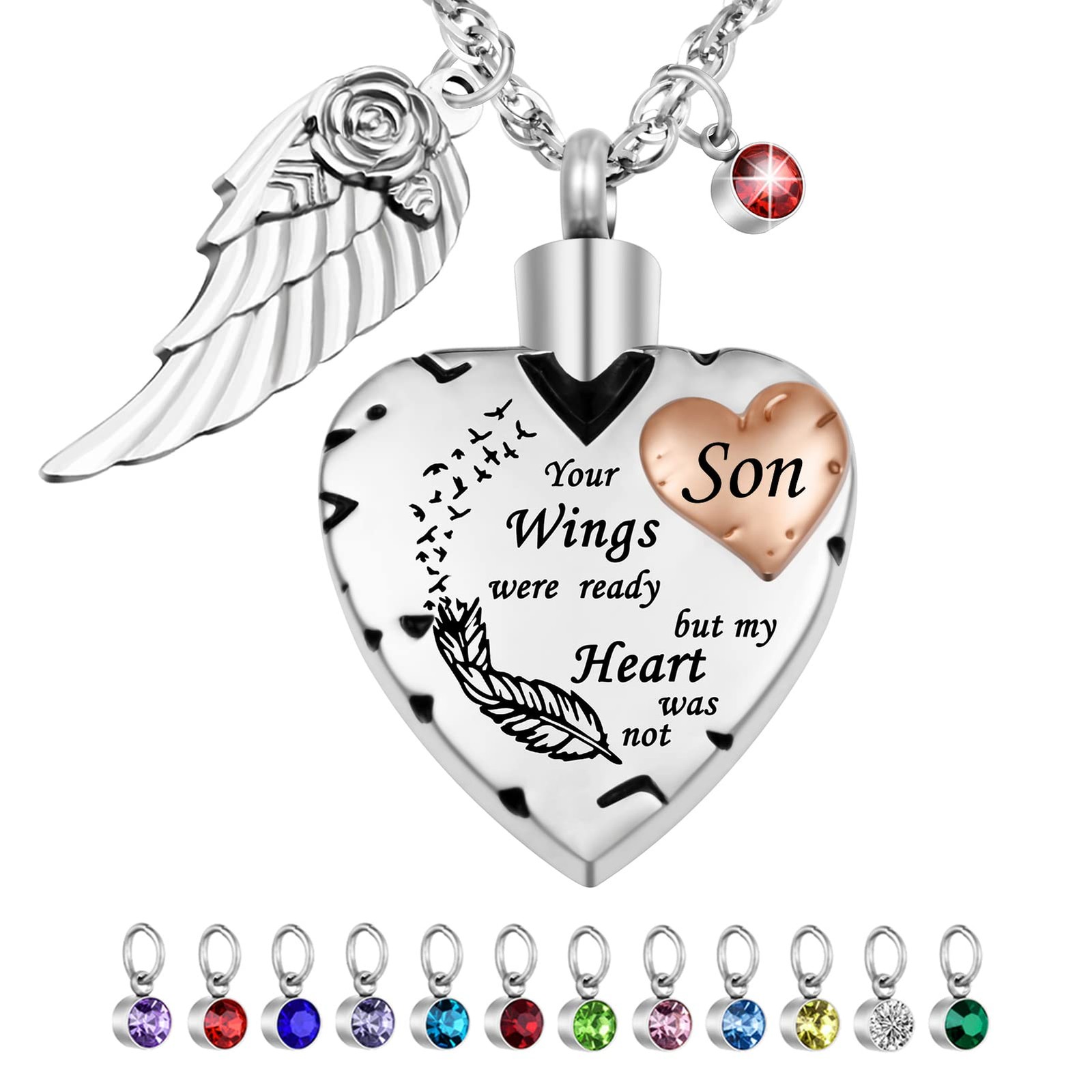Heart Cremation Necklace for Ashes Cremation Jewelry with 12 Birthstones Urn …
