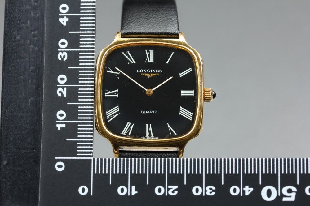 Working LONGINES 717 4352 Roman black square quartz men’s 17418