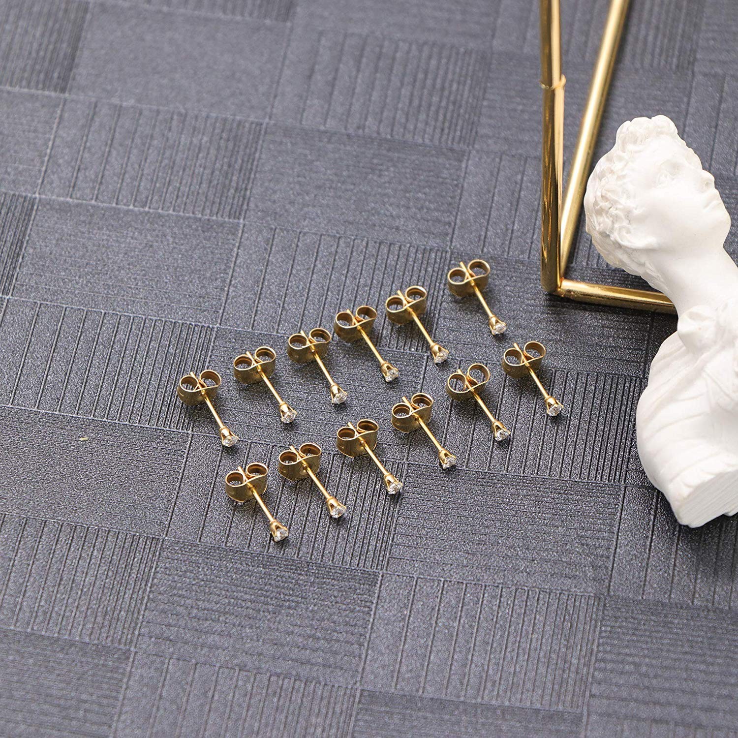 12Pcs 2MM Tiny CZ 2mm 3mm 4mm 5mm 6mm 7mm, Gold, Silver, Black, Rose Gold