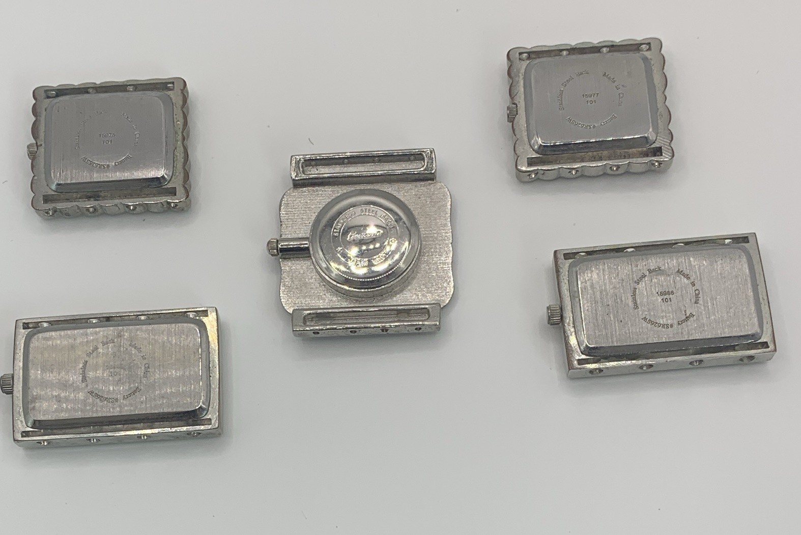 Geneva Lot of 5 Women’s Silver Clip Quartz Watches 24-27.9mm Rectangle