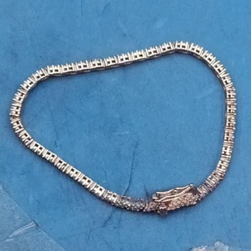 16cm Prismatic Moissanite Tennis Chain S925 Sterling Silver Bracelet Women-Used