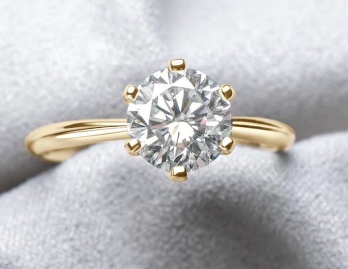 Moissanite 2 carat Solitaire Ring – 14k gold plated over S925 silver ring