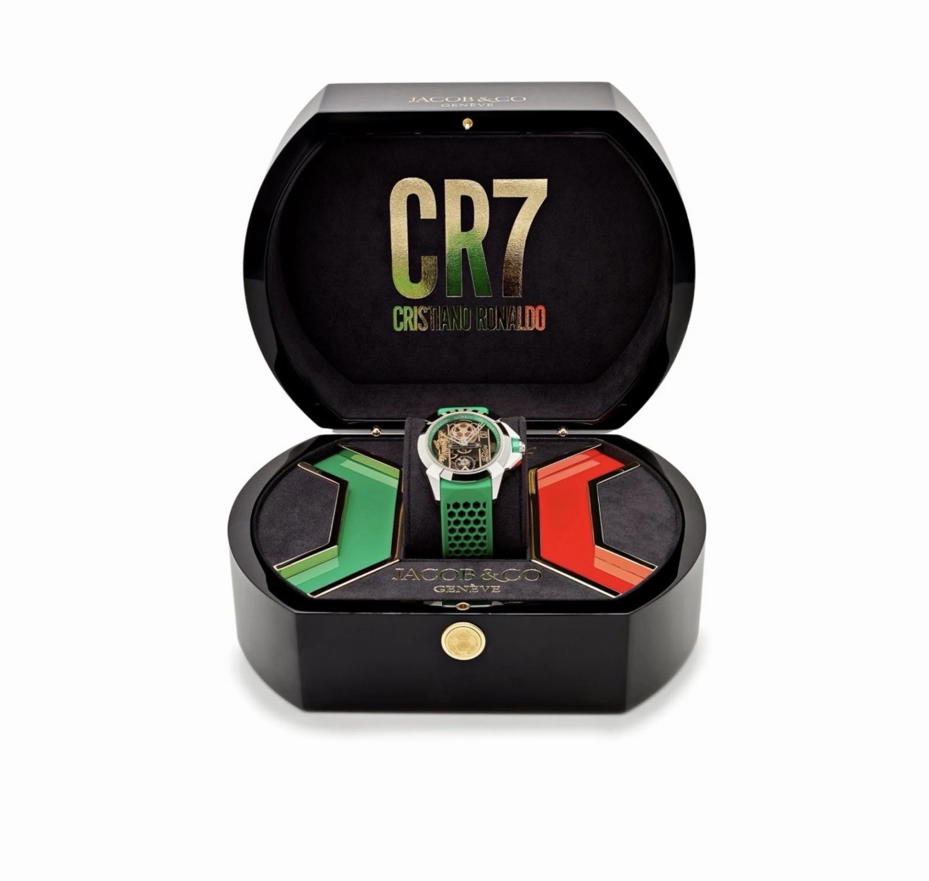 Jacob & Co Epic X CR7 EX120.10.AD.AA.B Green Rubber Strap Watch Box Papers