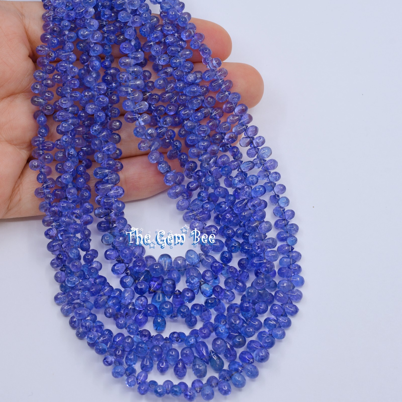 Gem Grade Tanzanite Smooth Full Teardrop Briolette Bead 16 Inch Strand