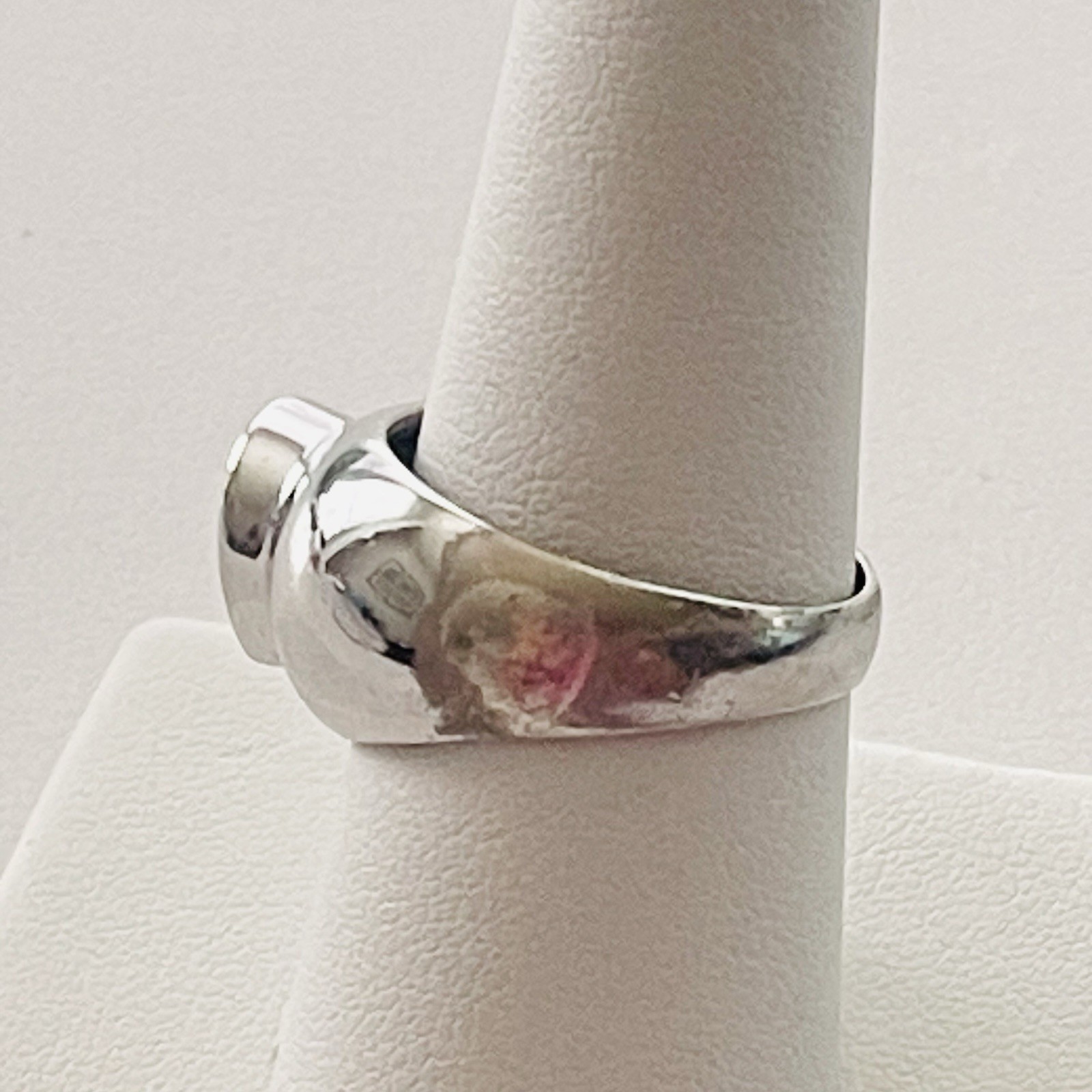 Pear Shape Blue Topaz Ring Silver 925 Wide Band Setting Size 8.5 Slight Damage