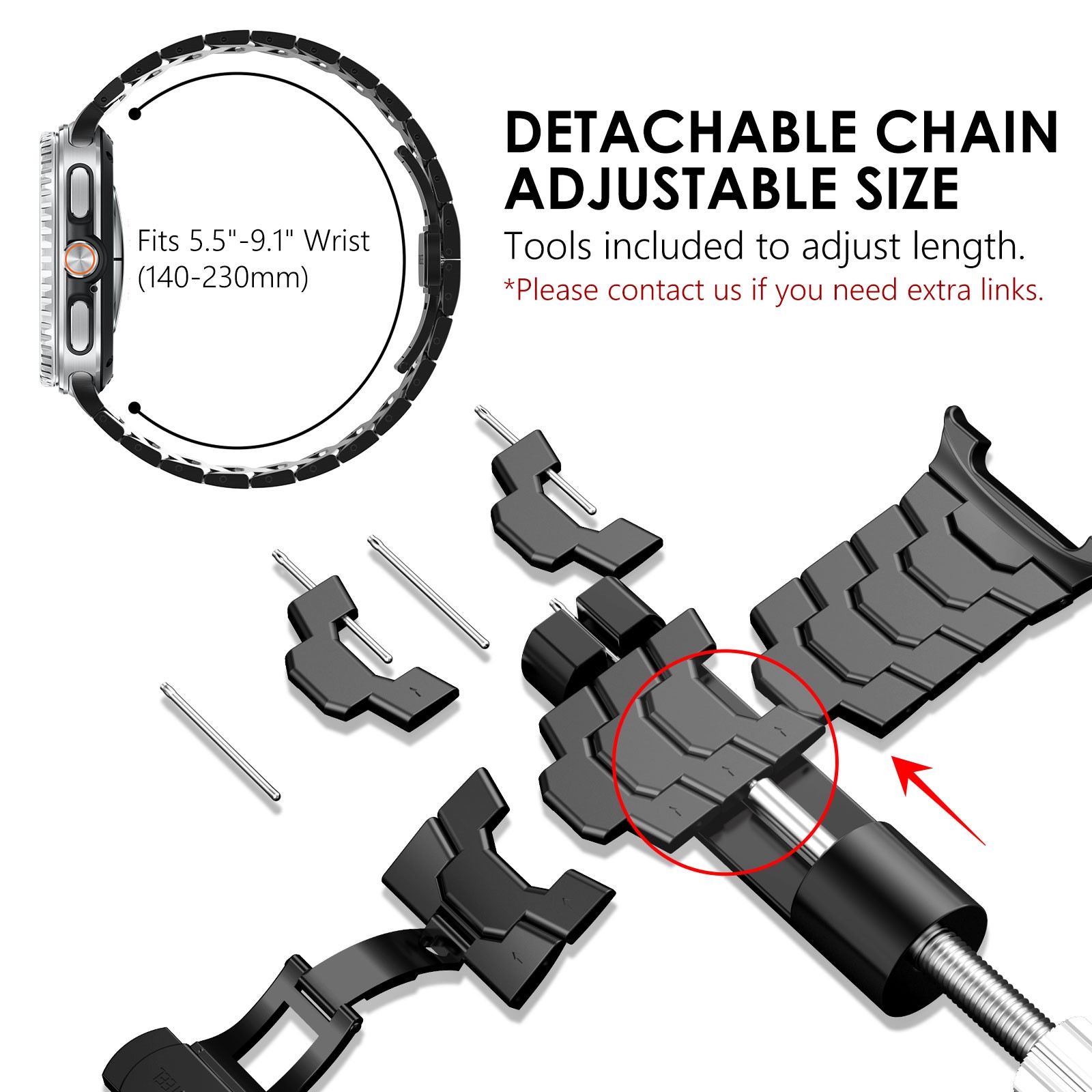 For Samsung Galaxy Watch 8 Classic 46mm/8 40/44mm Stainless Steel Metal Strap