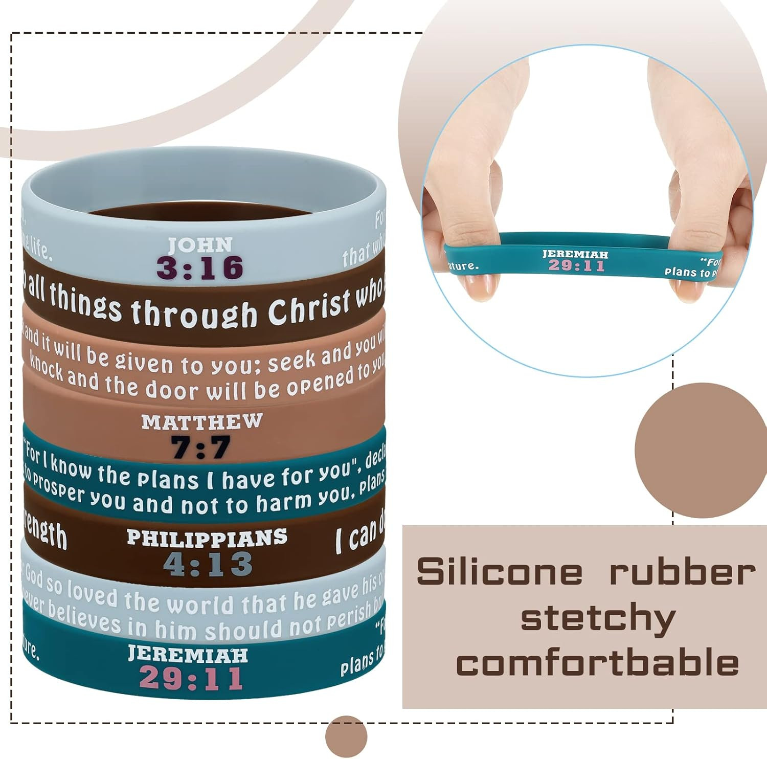 32 Pcs Bible Verse Bracelets Christian Scripture Silicone Wristbands Religious J