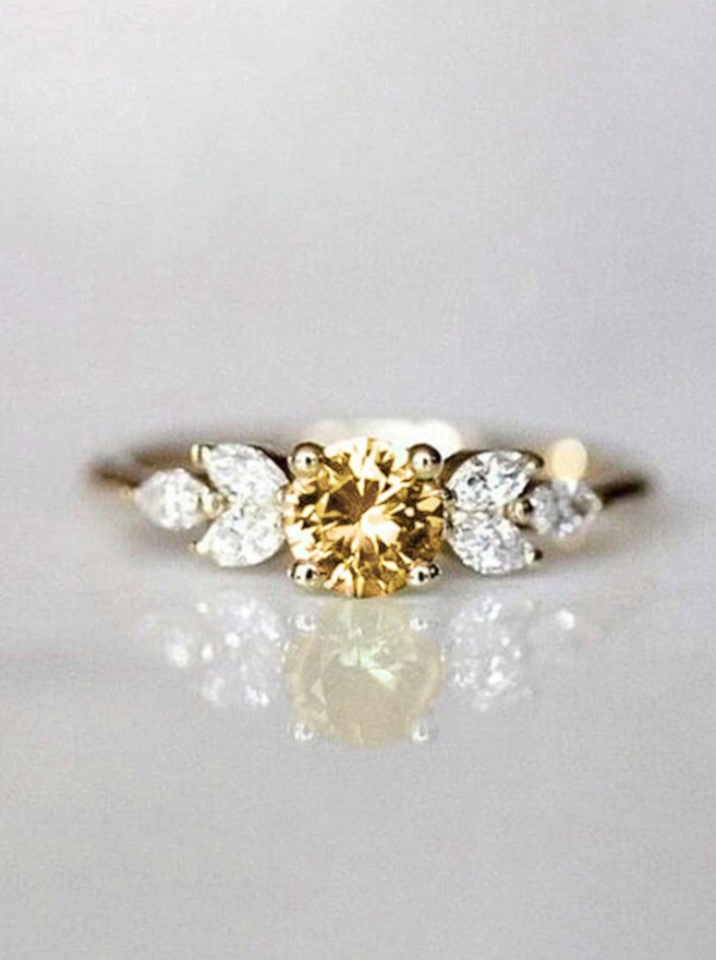 Women Fashion Round Cubic Zirconia Ring Wedding Engagement Jewelry Gift For Her