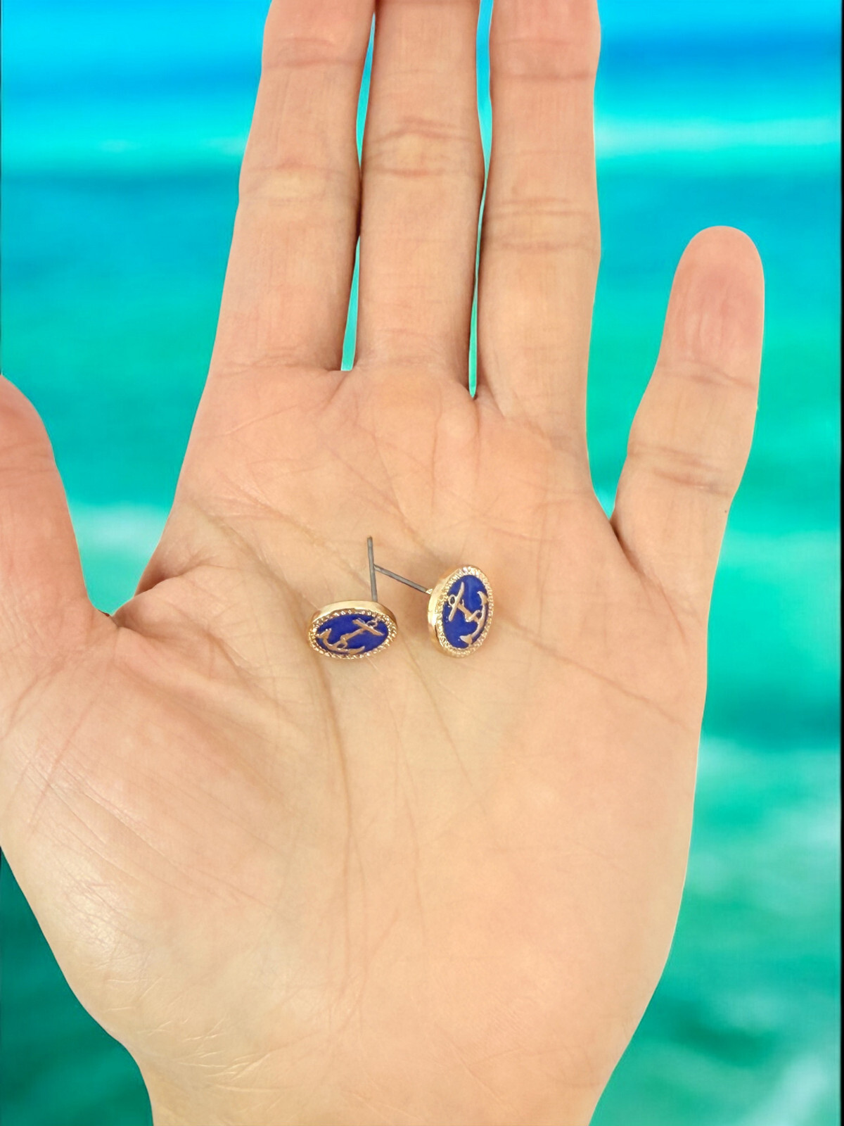 Anchor Earrings – Anchor Stud / Post Earrings – Nautical Anchor Button Earrings