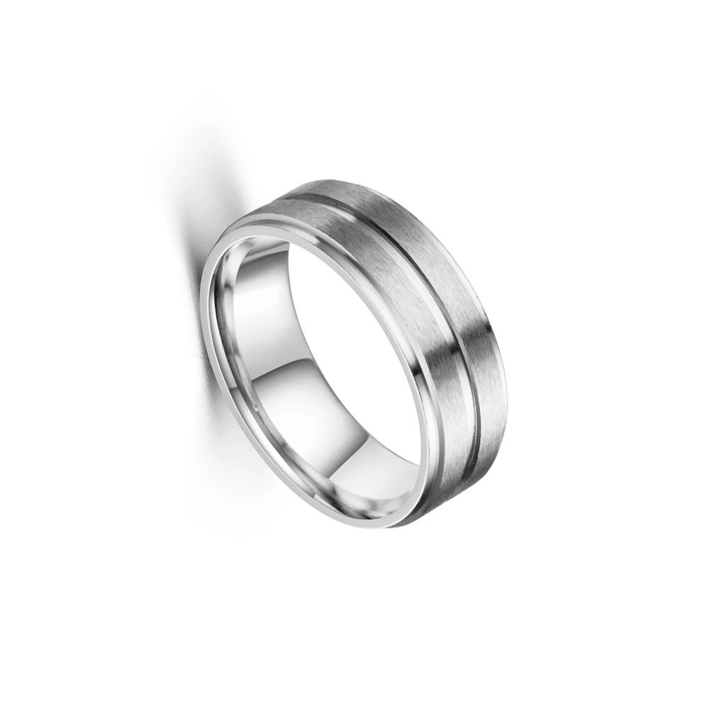 8MM Fashion Band Brushed Wedding Stainless Steel Solid Ring Men Women Gift