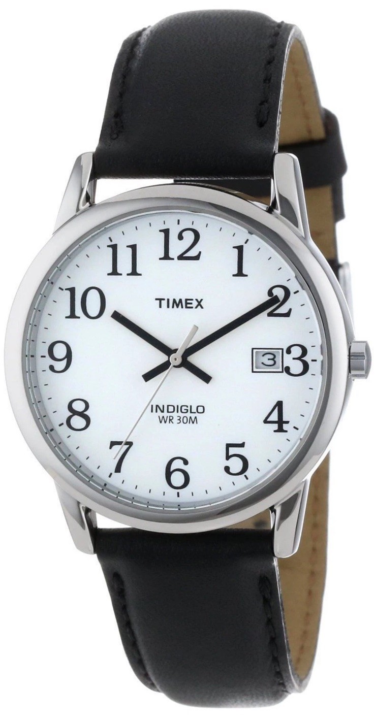 Timex T2H281 Easy Reader 35mm Black Leather Strap Watch for Men-No Box
