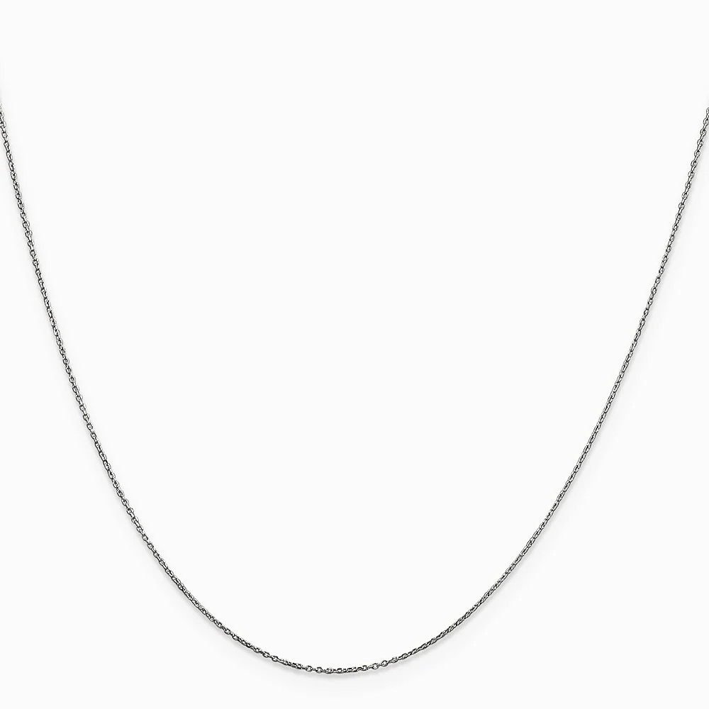 10K White Gold .6mm Diamond-Cut Round Open Link Cable Chain Necklace 14″-24″