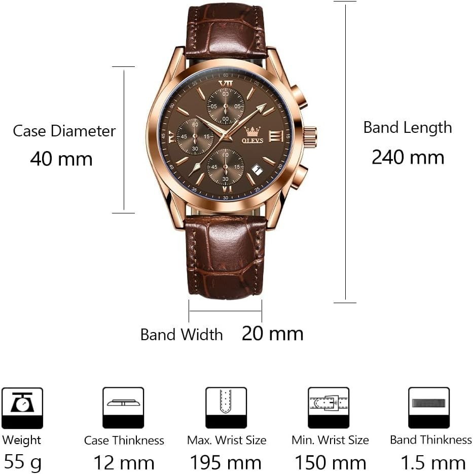 Modern Vintage Men’s Chronograph Watch – Waterproof & Stylish for All Occasions