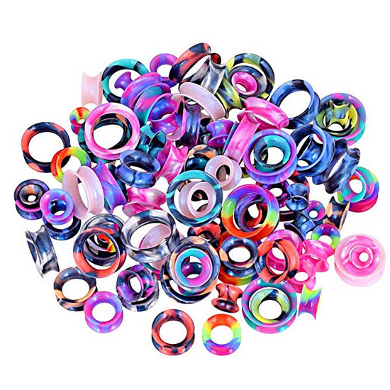 40PCS Kit Silicone Ear Gauges Random Soft Jewelry Tunnels Plugs Ear Expander
