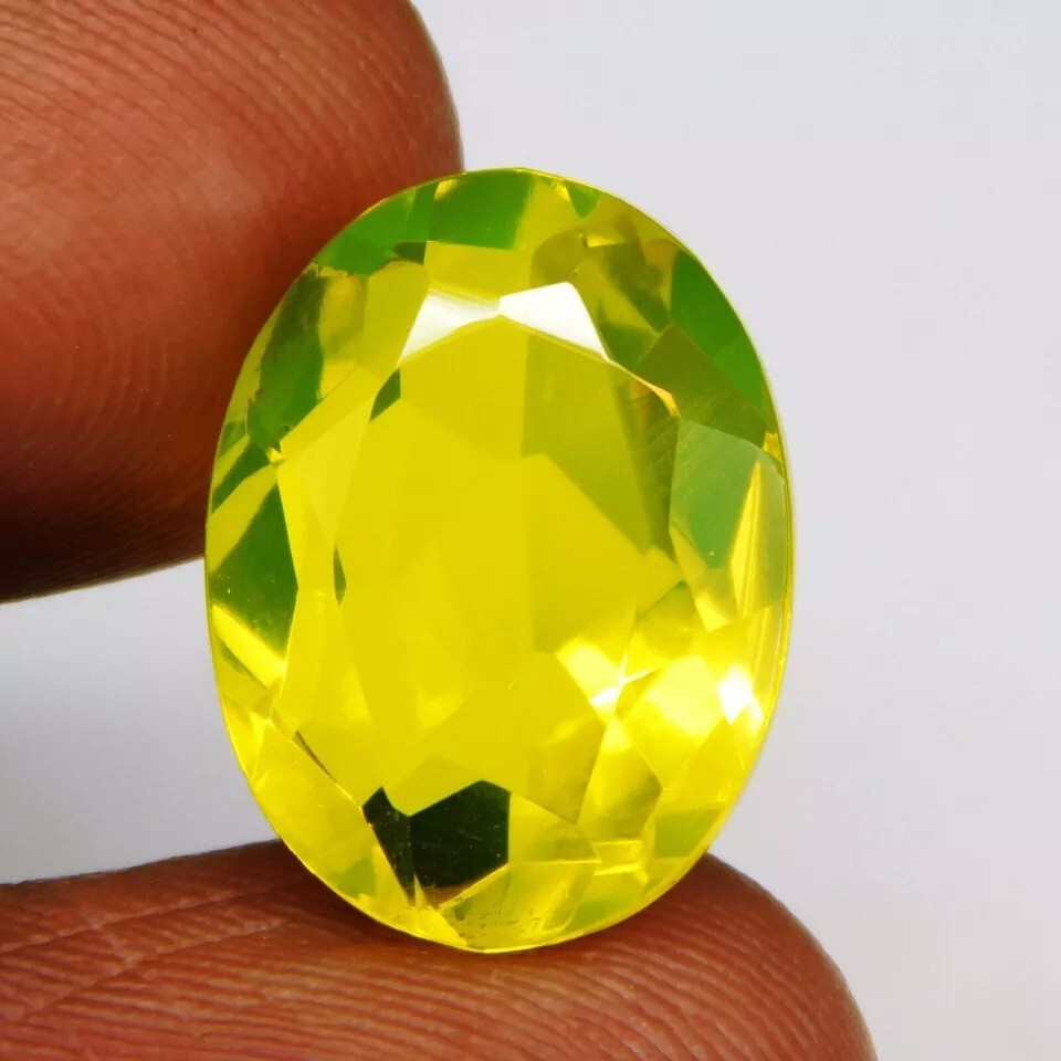 Attractive 10-12 Ct NEON Yellow Opal Oval Natural EGL Certified Loose Gemstone