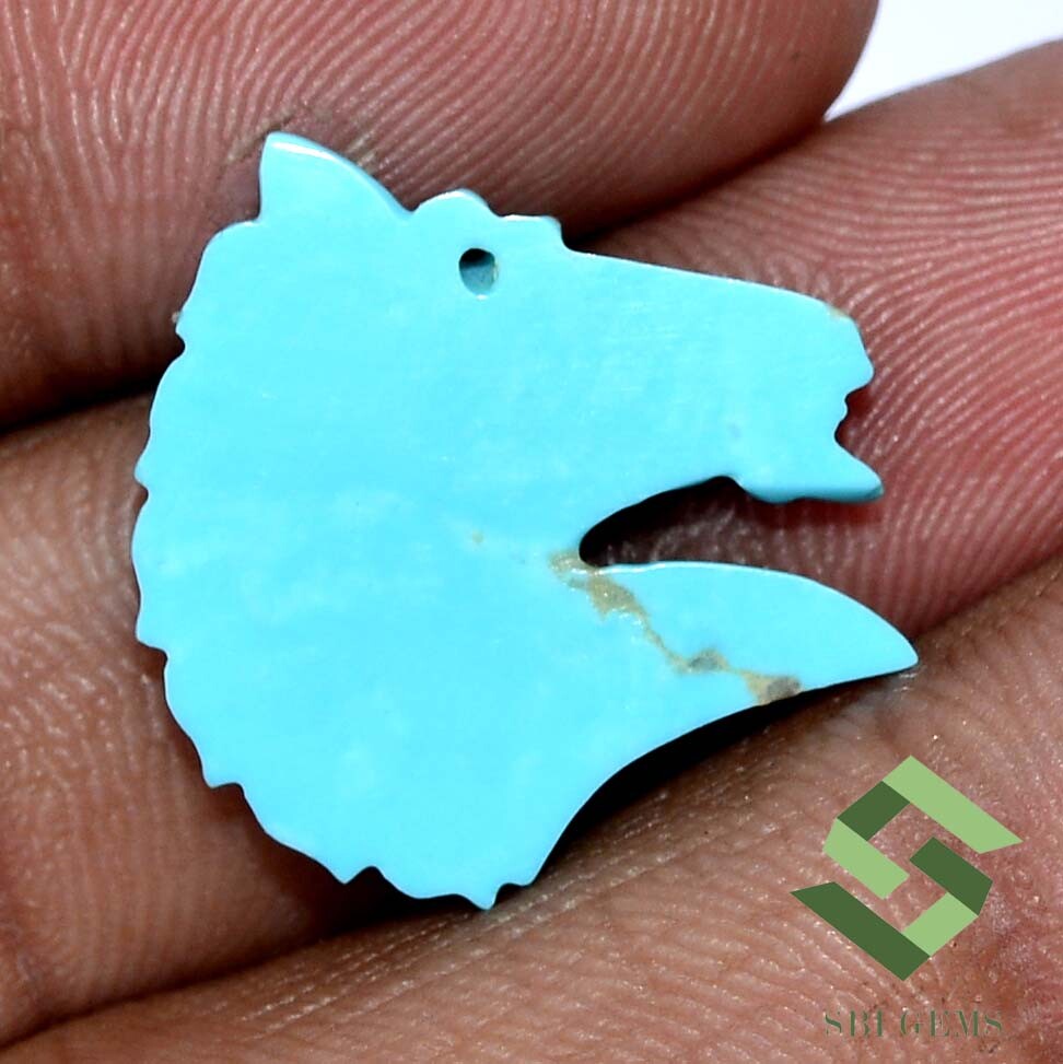 6.45 CTS Natural Turquoise Hand Made Carving 20×20 mm Beautiful Horse Shape Gems